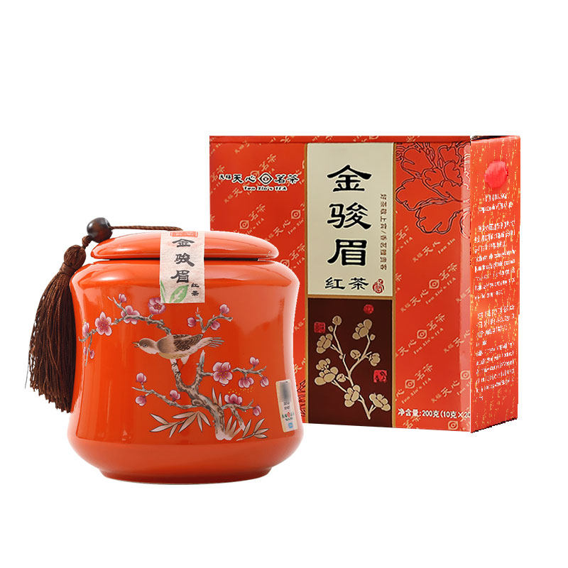 天福天心茗茶蜜香金骏眉红茶送礼佳品瓷罐礼盒装茶叶200g