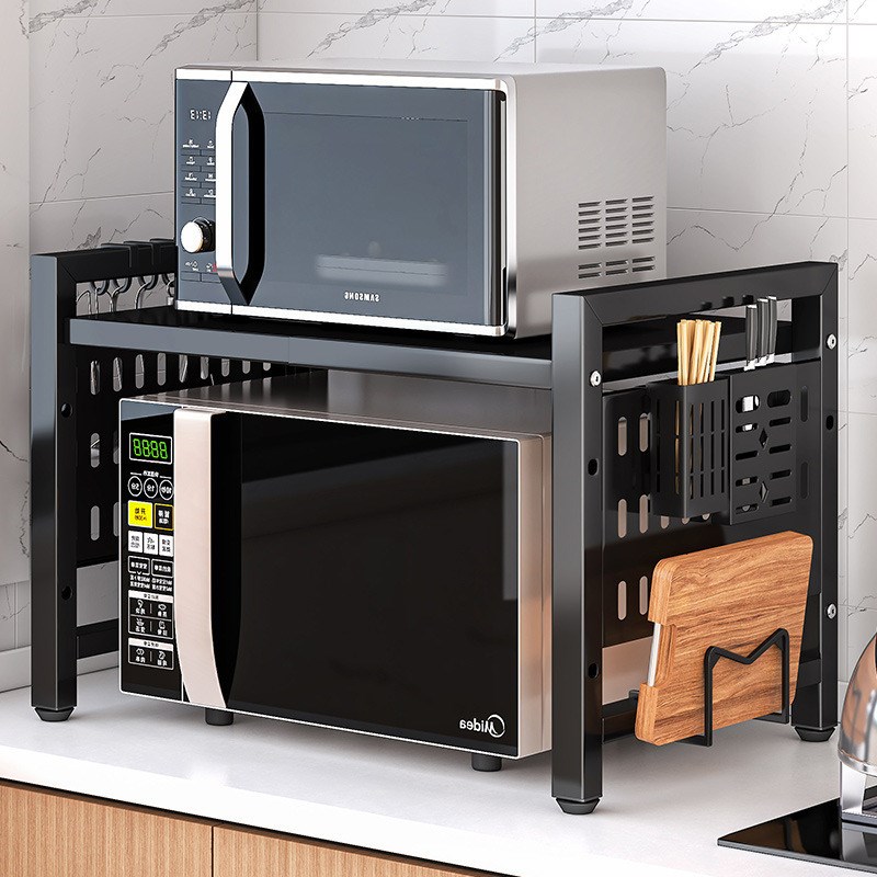 厨房置物架微波炉烤箱架子家用电饭锅台面桌面双层收纳支架可伸缩