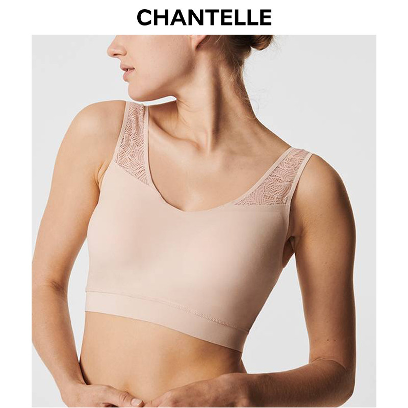 法国CHANTELLE仙黛尔舒适美背运动内衣可外穿蕾丝背心无钢圈