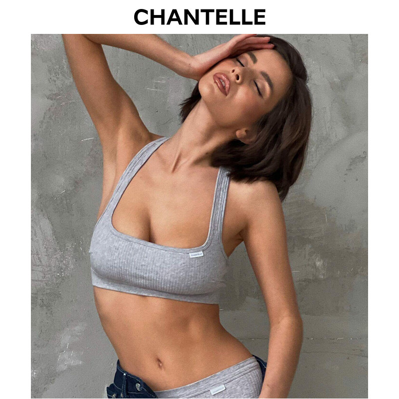 法国CHANTELLE仙黛尔纯棉轻运动背心式文胸薄工字美背外穿内衣女