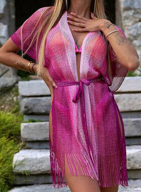 Split bikini cover, knitted cardigan shawl