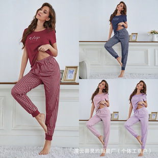 printed shirt Legged letter women pajamas pants