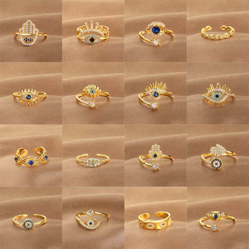 Demon Eye Blue Eye Opening Ring 恶魔之眼蓝眼睛开口戒指