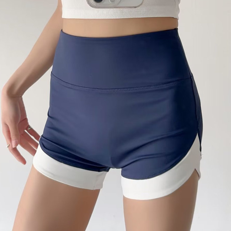 拼色高腰运动短裤女夏季