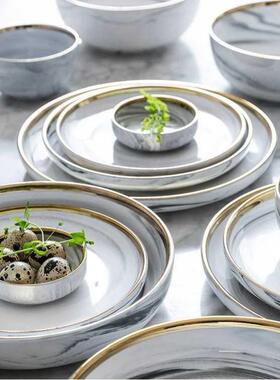 Marble Dinner Plate Set Ceramic Kitchen Plate Tableware Set