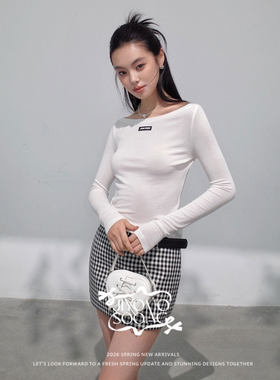 BBLY欧洲站小众JIYOOSOONG甜酷辣妹风一字肩露锁骨天丝羊毛上衣女