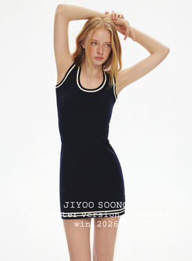 MBS.欧洲站新款JIYOOSOONG法式减龄纯欲连衣裙风辣妹撞色背心裙女