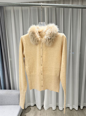 MBS.欧洲站新款南油高端翻领收腰显瘦上衣修身圆领百搭毛针织开衫