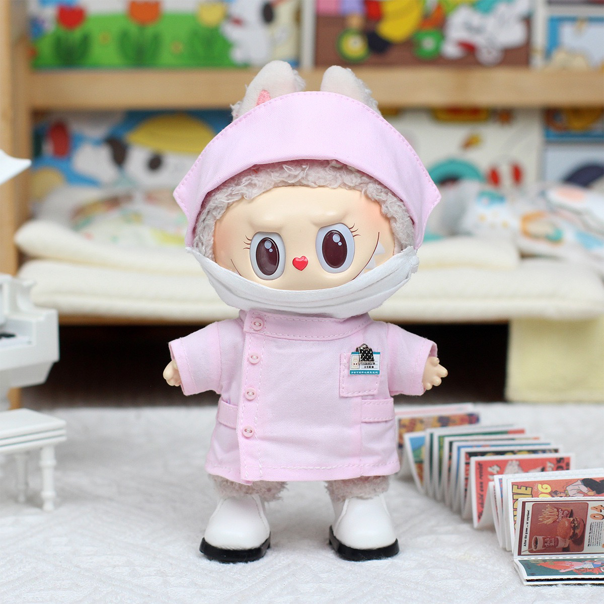 17cm拉布布娃衣挂件玩偶衣服医生护士服心动马卡龙Labubu娃衣