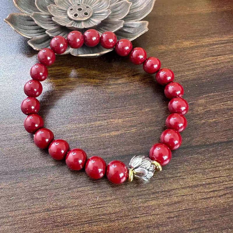 仿朱砂紫金砂莲花本命年平安手串