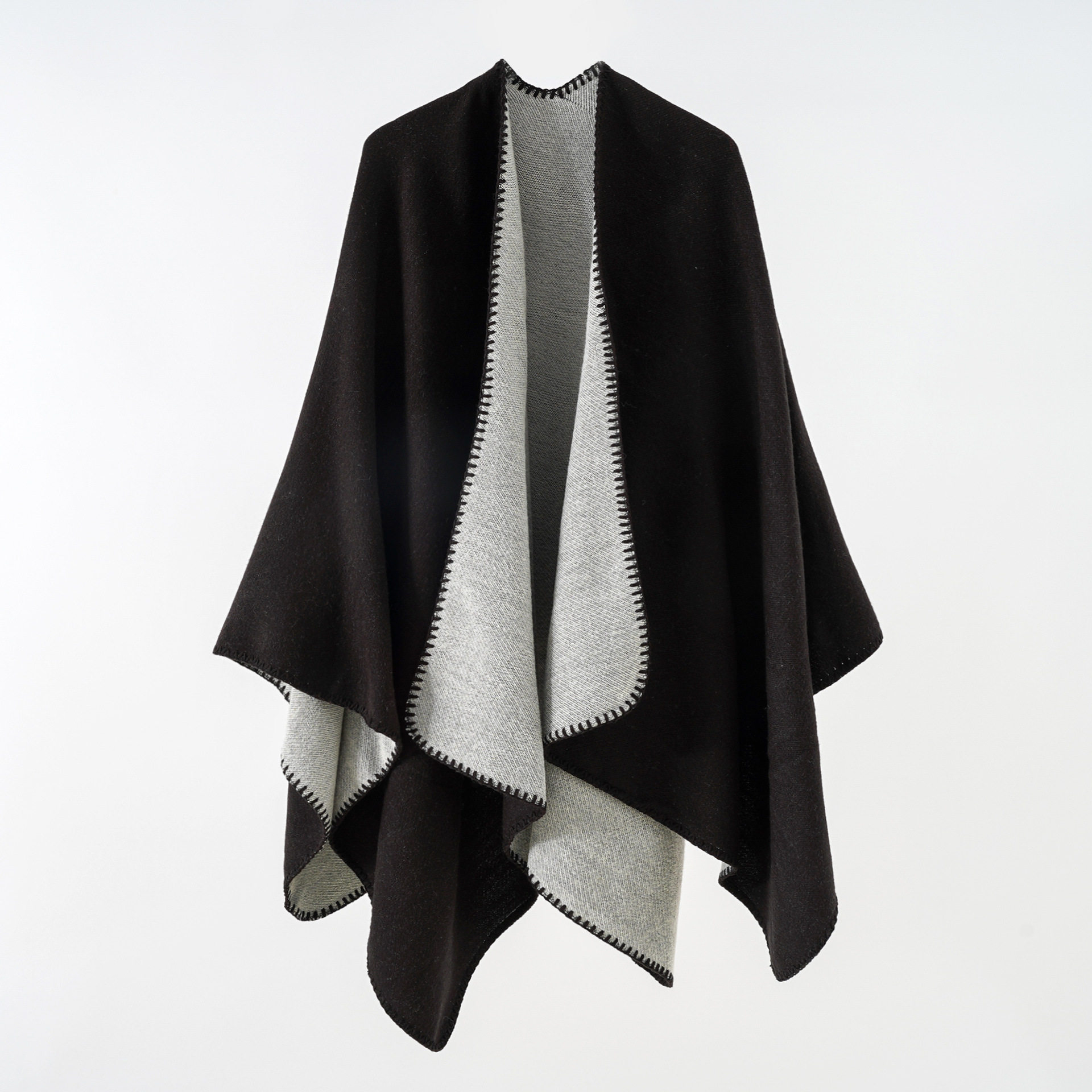 New travel shawl draped over cloak, double-sided warm scarf