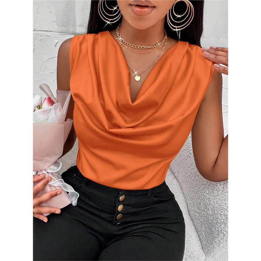 Satin Tank Tops Women Silk Solid Color Sleeveless Tank Top