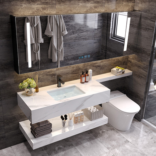 定制轻奢浴室柜大理石洗手台家用洗漱台延长式洗脸盆浴室柜组合