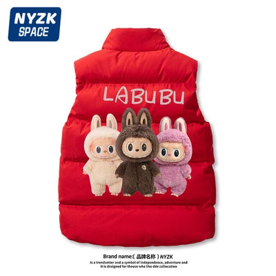 拉布布男童红色羽绒棉马甲新年