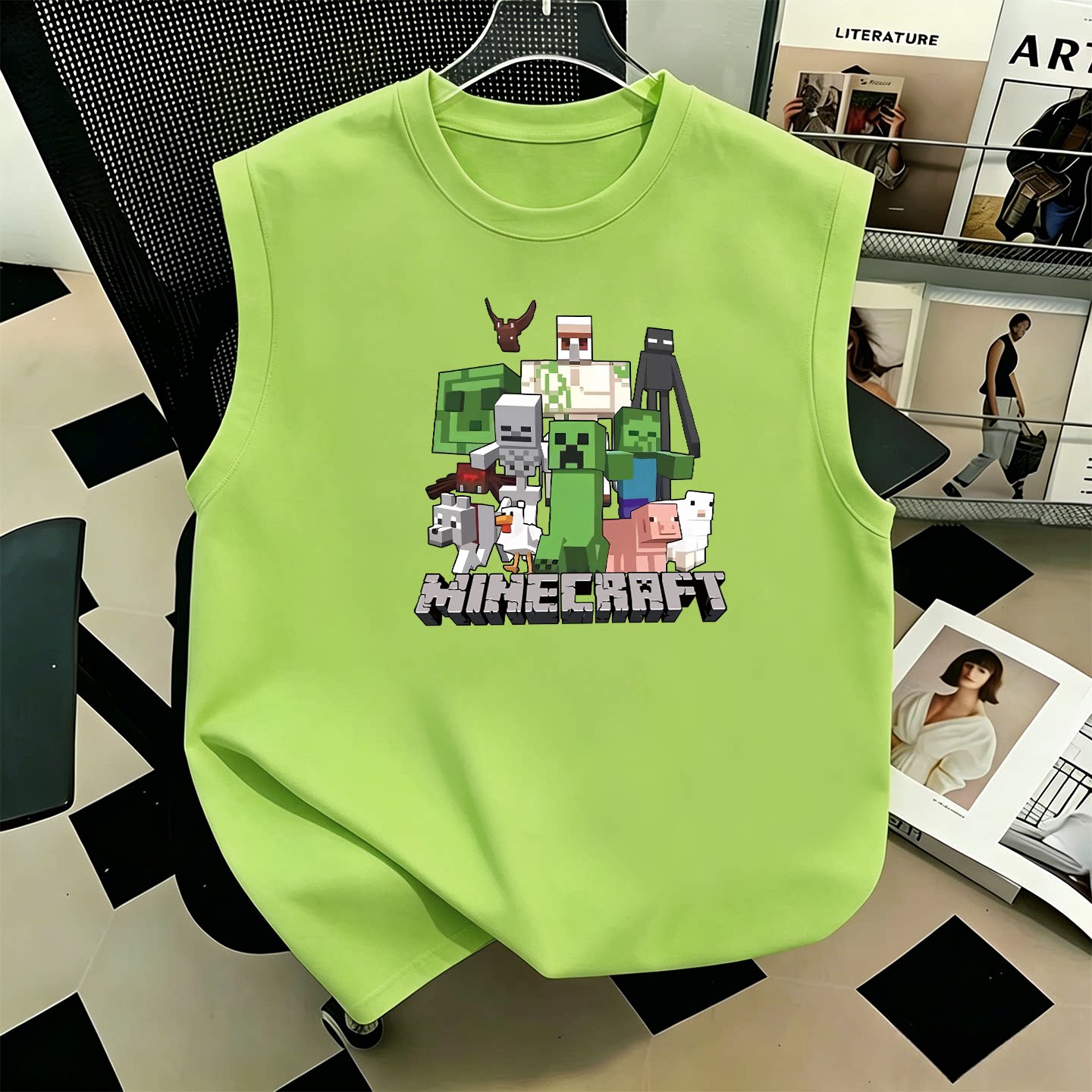 Nyzk我的世界男童背心夏纯棉薄款夏装上衣中大童儿童外穿无袖t恤
