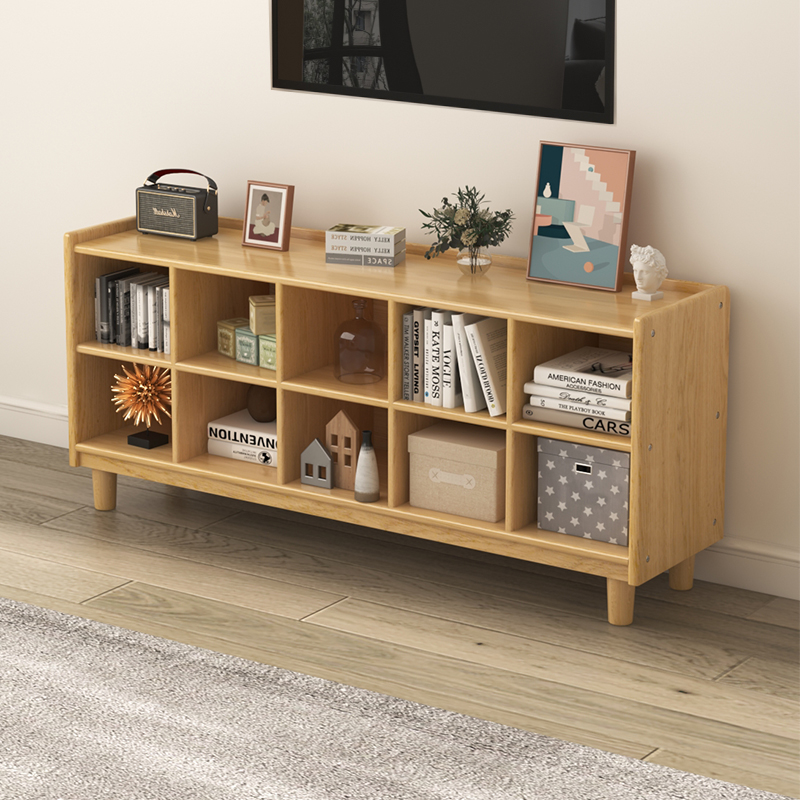实木书架落地客厅储物格子柜家用原木置物架电视收纳柜松木矮书柜