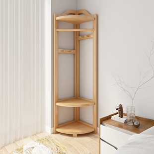 实木不占地室内挂衣架落地卧室转角衣帽架挂衣服的架子小型置物架