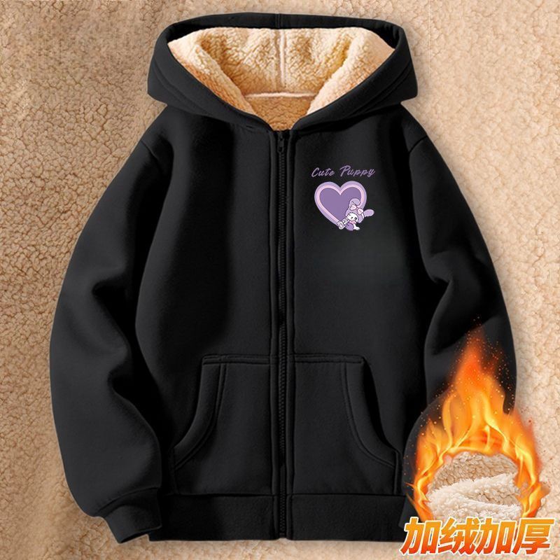 尾大狸童装女童冬季外套加绒加厚秋冬款儿童羊羔绒开衫2025新款