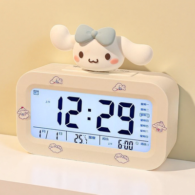 大耳狗闹钟摆件带温度计