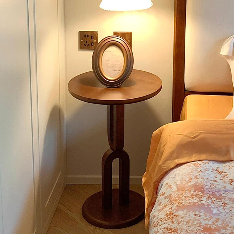 实木沙发边角茶几卧室极窄床头柜行星圆桌简约高级感小型置物花架