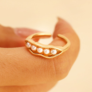 french Style Inlaid Imitation Pearl Ring Jewelry Female 指环