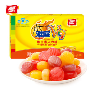 雅客V9维生素夹心果汁硬糖48g*6盒童年回忆零食休闲零食糖果DR01