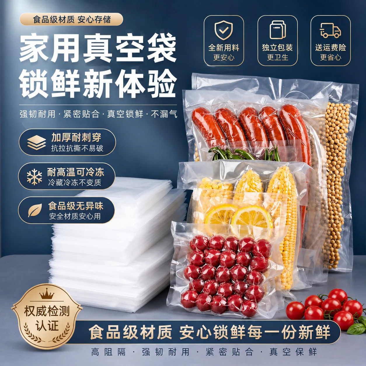 螺纹透明真空袋食品包装袋加厚抽压缩塑封口食品级保鲜专用袋封口