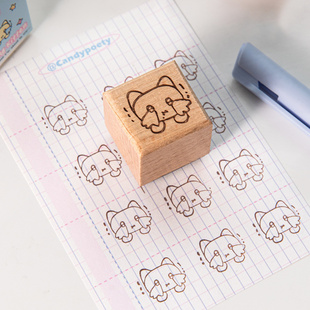 糖诗可爱小动物榉木印章 心动派送系列 手帐装饰拼贴打底印画印章