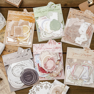 陌墨浮雕白牛皮纸素材包复古风