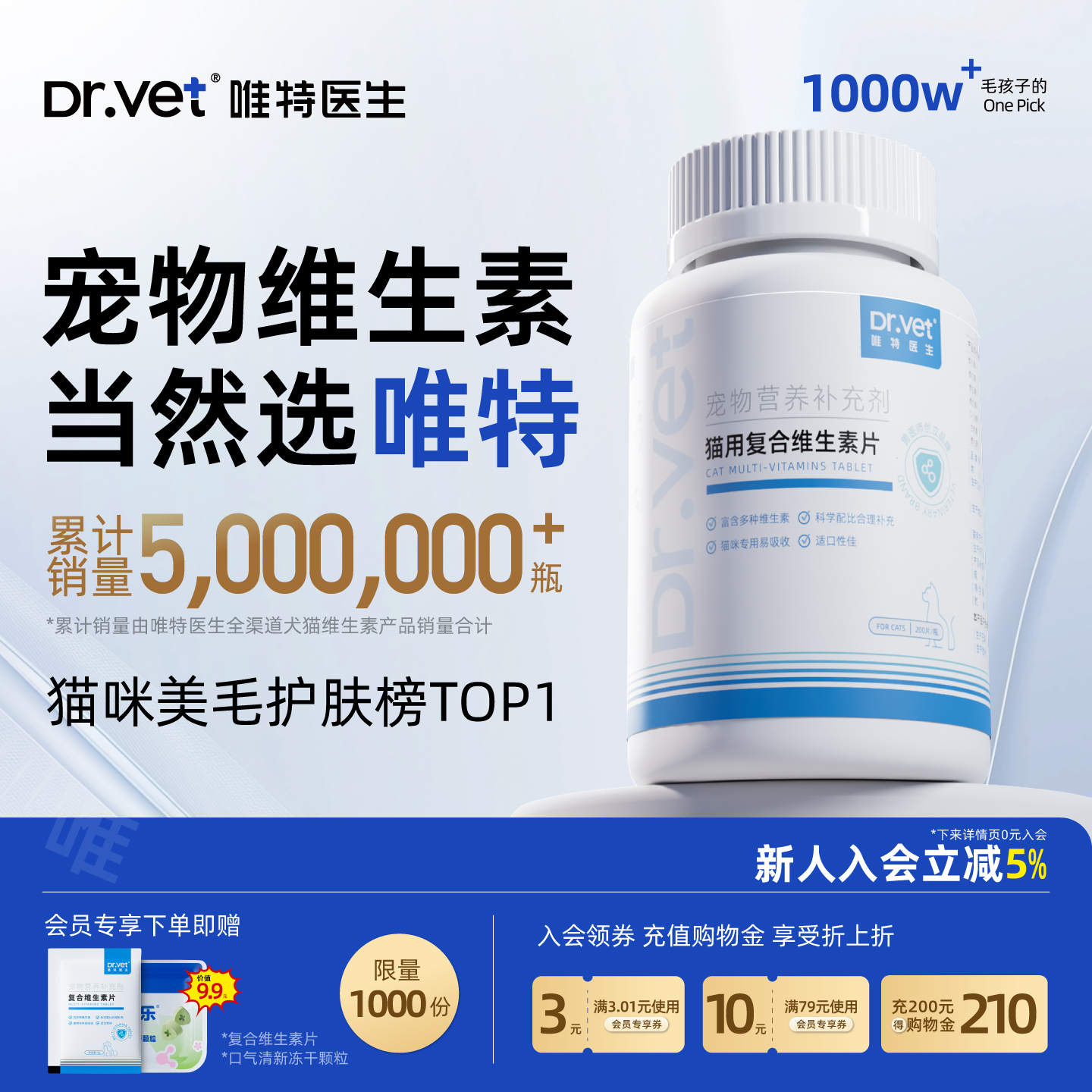 唯特医生猫咪维生素狗狗营养膏防掉毛维生素b宠物专用复合维生素