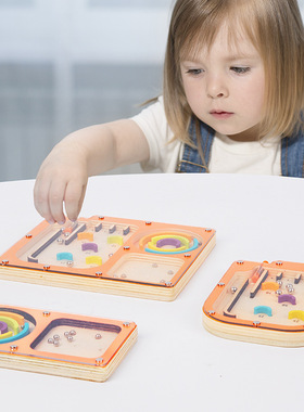 木制儿童掌上迷宫滚珠弹球机平衡游戏智力专注力便携幼儿益智玩具