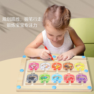 跨境二合一磁性走珠计数板颜色分类游戏儿童早教运笔迷宫训练玩具