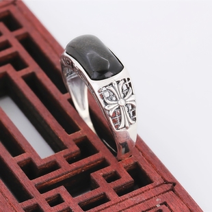 S925纯银戒托马鞍戒指托7*14戒指空托新款可镶蜜蜡8*16男戒托空托