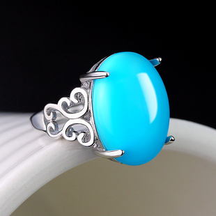 戒托S925银戒指空托镶嵌蜜蜡绿松翡翠6*7*8*10*11*12*14*16开口女