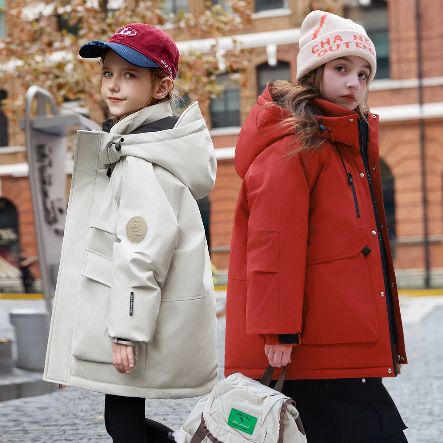 2025冬季儿童冲锋衣羽绒服中长款加厚男童中大童三防杜邦面料女童