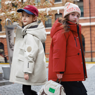 2025冬季儿童冲锋衣羽绒服中长款加厚男童中大童三防杜邦面料女童
