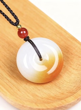 新疆和田糖白玉平安扣吊坠护身符