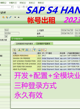 SAP S4H 2023版帐号出租永久有效开发配置全模块业务多种登录方式