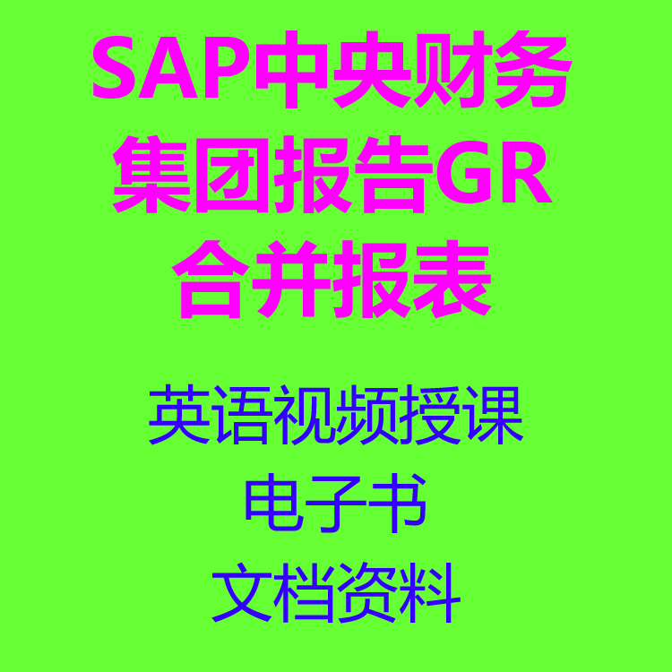 SAP FICO中央财务合并报表集团报告GR 视频讲课+英文PDF+文档资料