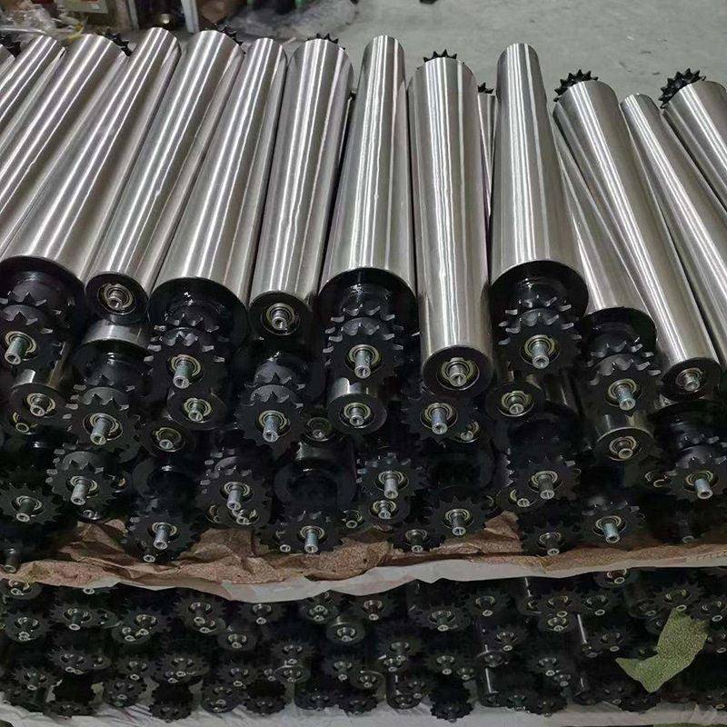 不锈钢动力锥辊筒包胶套胶链轮滚筒输送带托辊不锈钢动力滚筒