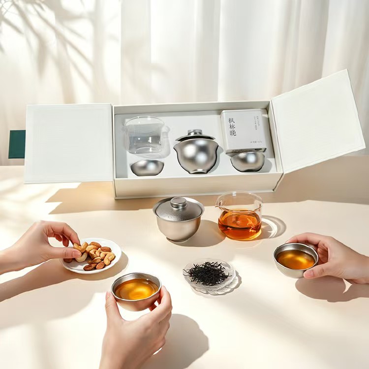 纯钛盖碗钛杯功夫茶具礼品盒套装图片