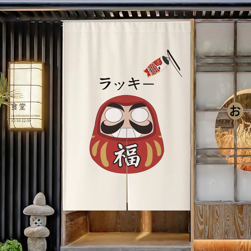 日式和风门帘半帘短帘厨房亚麻遮挡帘洗手间隔断帘免打孔店铺商用