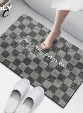OGLY硅藻泥加厚软垫吸水垫子厕所门口脚垫北欧风高端浴室地垫防滑