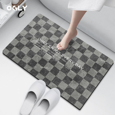 OGLY矽藻泥加厚软垫吸水凉垫子厕所门口脚垫北欧风高端浴室地垫防
