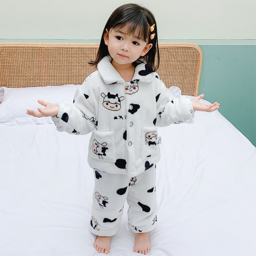 睡衣秋冬珊瑚绒小孩女童家居服