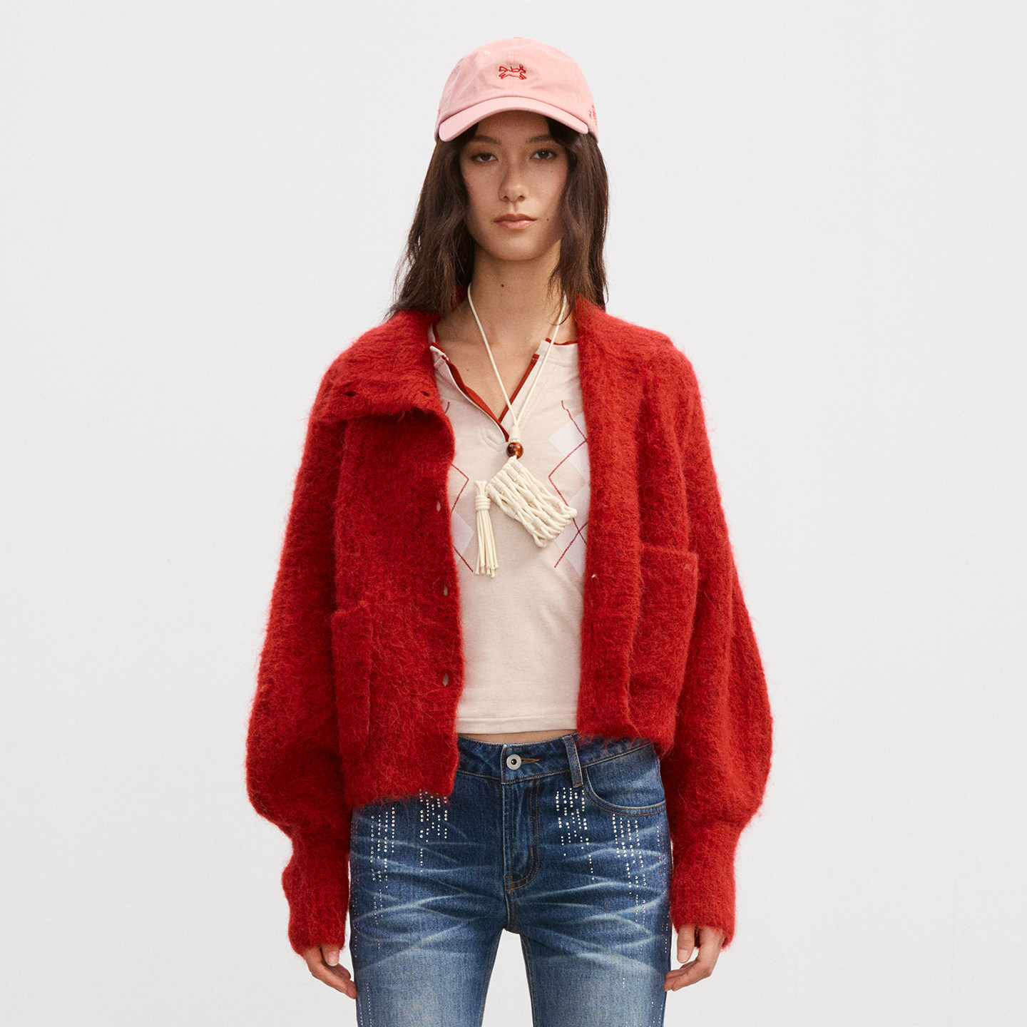 Howwell 25AW 弯刀袖立领针织羊毛外套 立体剪裁修身外套,女装/女士精品,短外套,淘宝优惠券,粉丝福利购,淘宝优惠卷