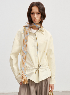 Howwell 25AW Moonmilk 双领抽绳宽松休闲衬衣