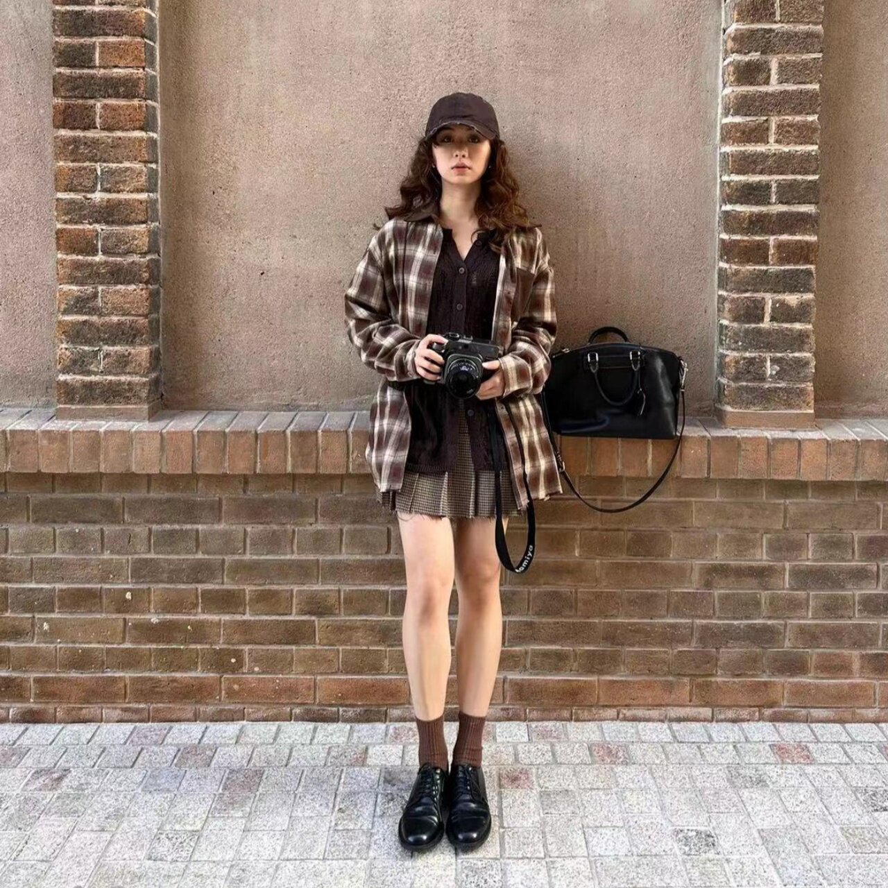 Howwell 复古棕色格子水洗毛边做旧格纹衬衫慵懒休闲宽松长袖衬衣,女装/女士精品,衬衫,淘宝优惠券,粉丝福利购,淘宝优惠卷