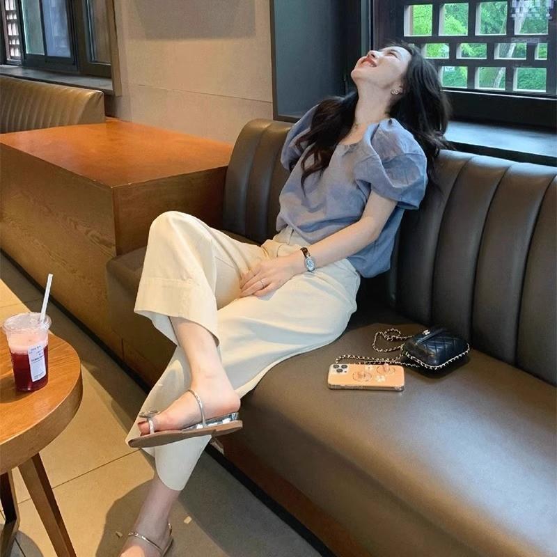 欧洲站夏季女装成套搭配2025年新款洋气减龄小个子阔腿裤两件套装