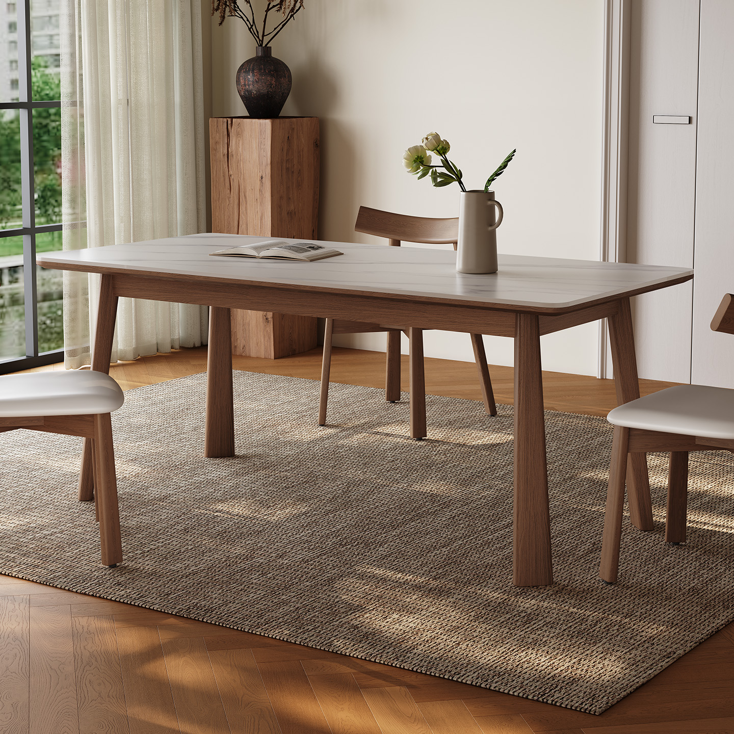 奥古斯特实木岩板餐桌降价了